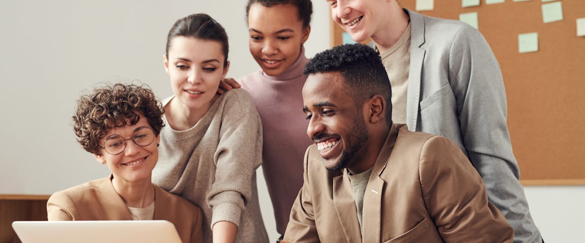 Team celebrating a successful partnership